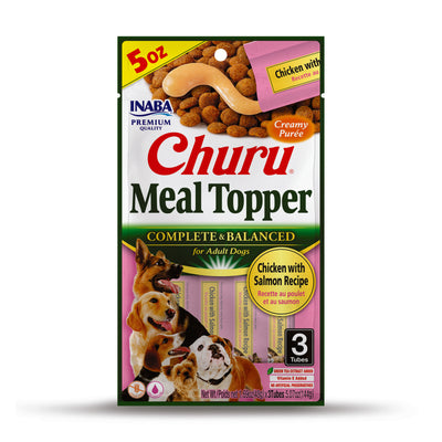 INABA Churu Meal Topper Dog Treat Chicken w/Salmon 6ea/5.07 oz, 3 pk 810100851217