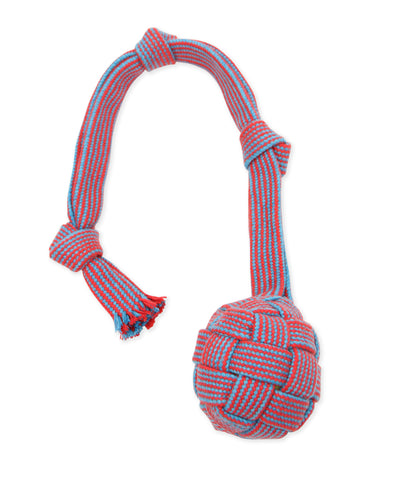 Mammoth Pet Products EXTRA Flossy Webbing Ball w/Fling Handle Dog Toy Red/Blue Medium, 20 in 746772254028