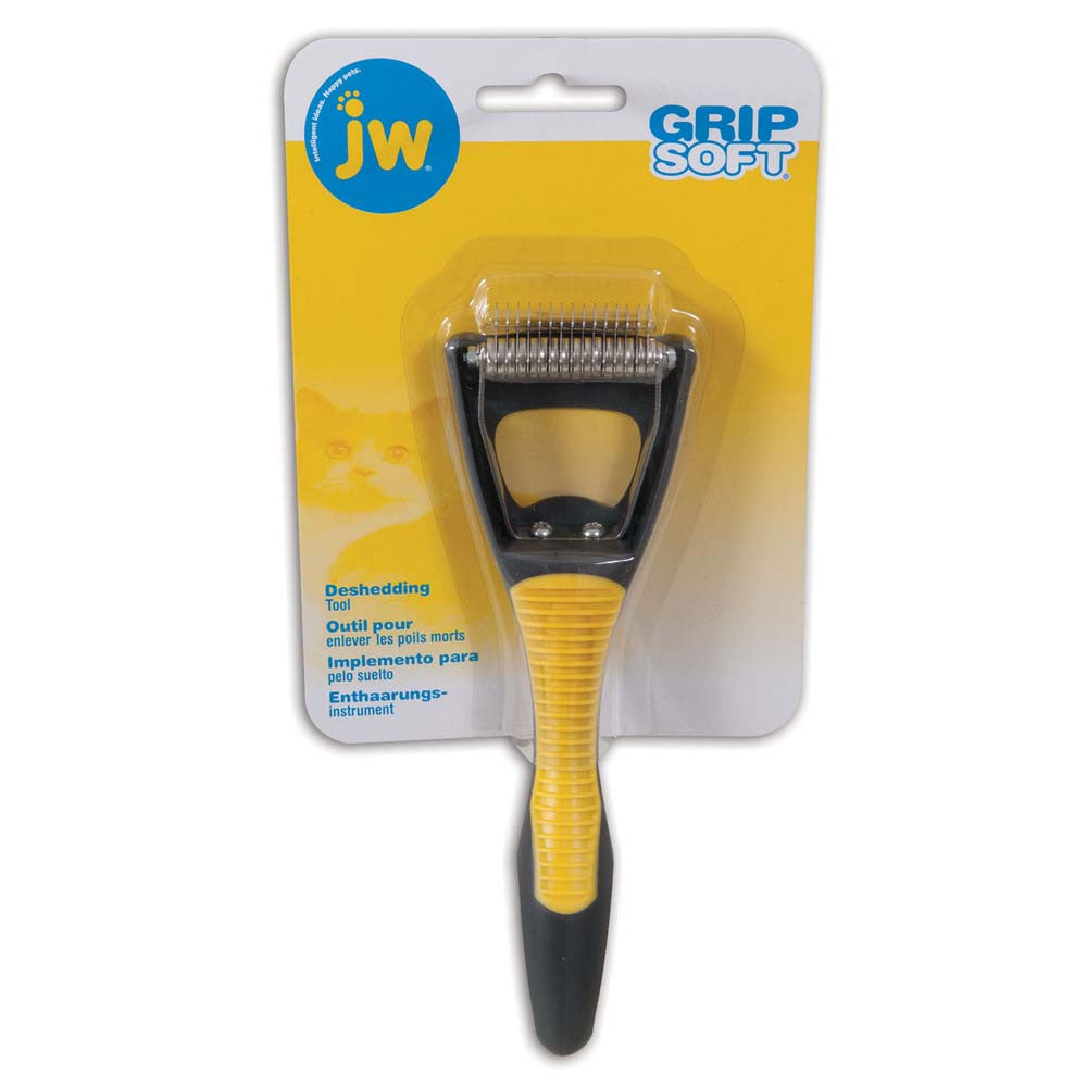 JW Pet GripSoft Cat Deshedding Tool Gray, Yellow One Size