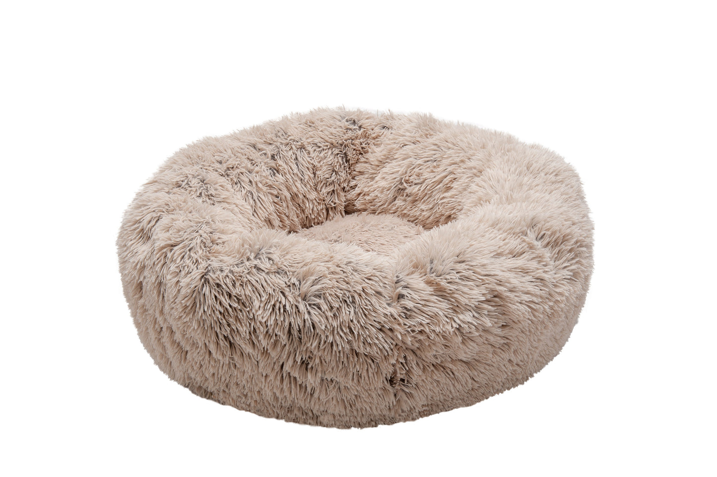 Fur Haven Pet Products Calming Cuddler Long Fur Donut Pet Bed Taupe Small 842229121124