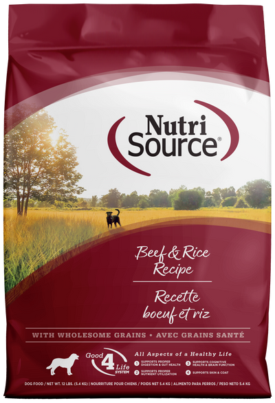 NutriSource Dry Dog Food Beef & Rice 12 lb 073893268079