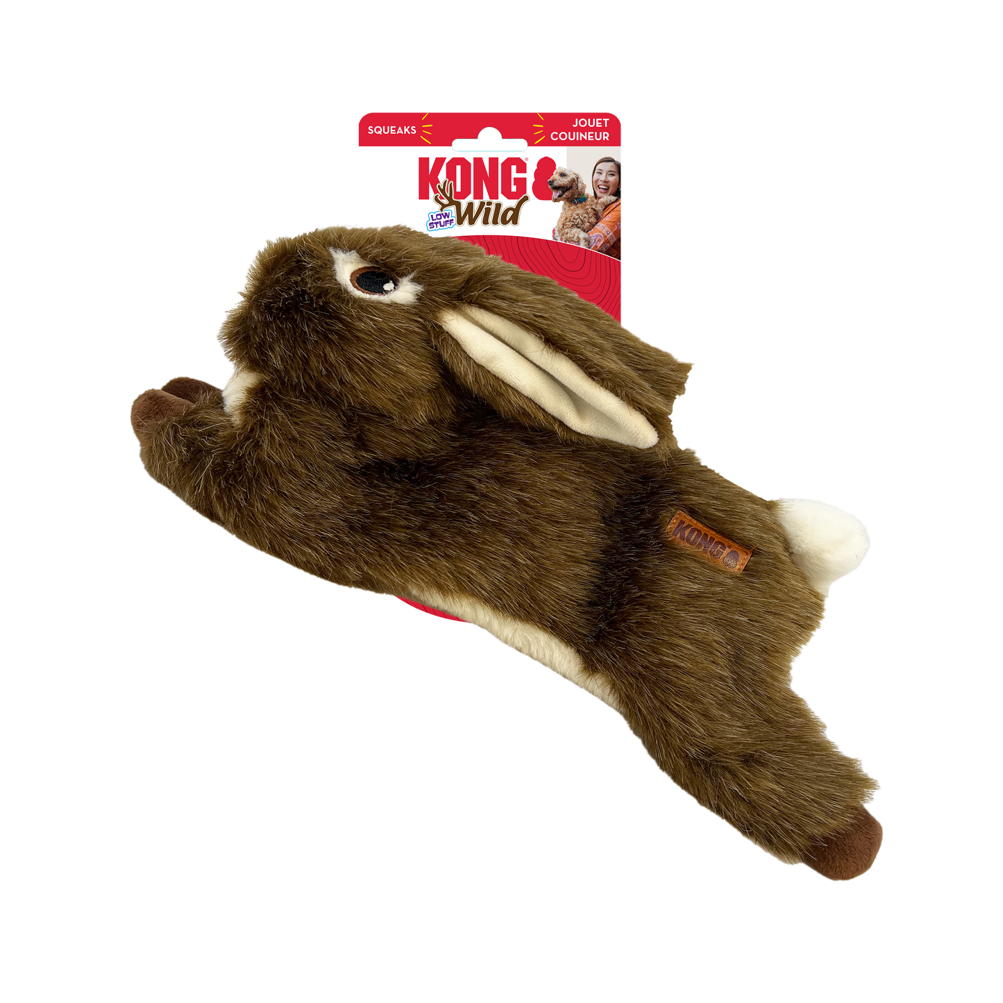 KONG Wild Low Stuff Creatures Dog Toy Rabbit Medium 035585498836