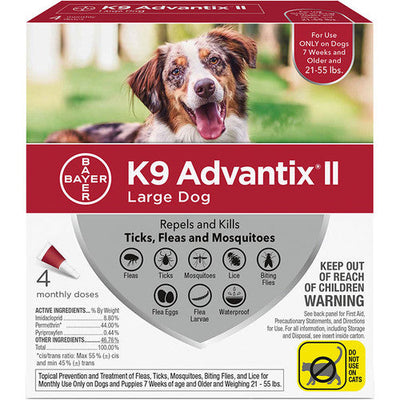 K9 Advantix Ii Dog Large 21 - 55lb Red 4 Pack