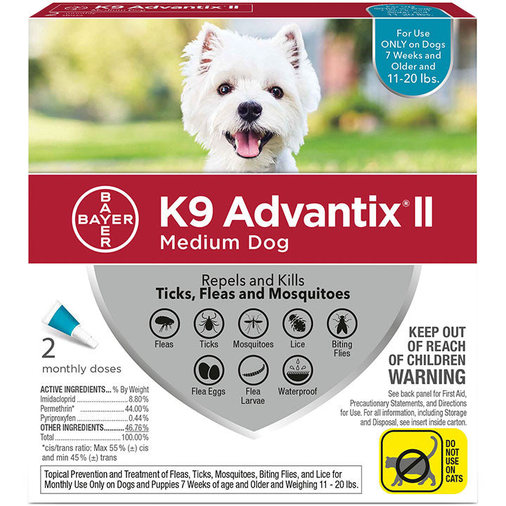 K9 Advantix Ii Dog Medium 11-20lb Teal 2 Pack 724089060631