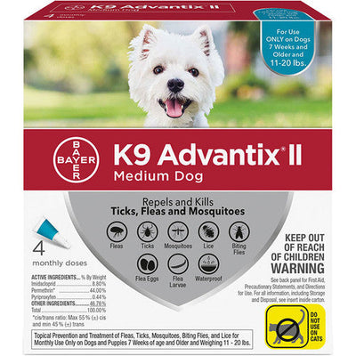 K9 Advantix Ii Dog Medium 11 - 20lb Teal 4 Pack