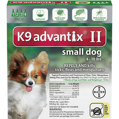 K9 Advantix Ii Dog Small 4 - 10lb Green 4 Pack