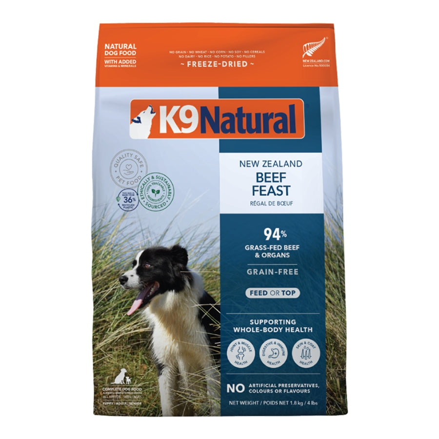 K9 Natural Beef Feast Raw Freeze-dried Dog Food-4-lb, Makes 16 Lbs Of Food-{L+x} {R}