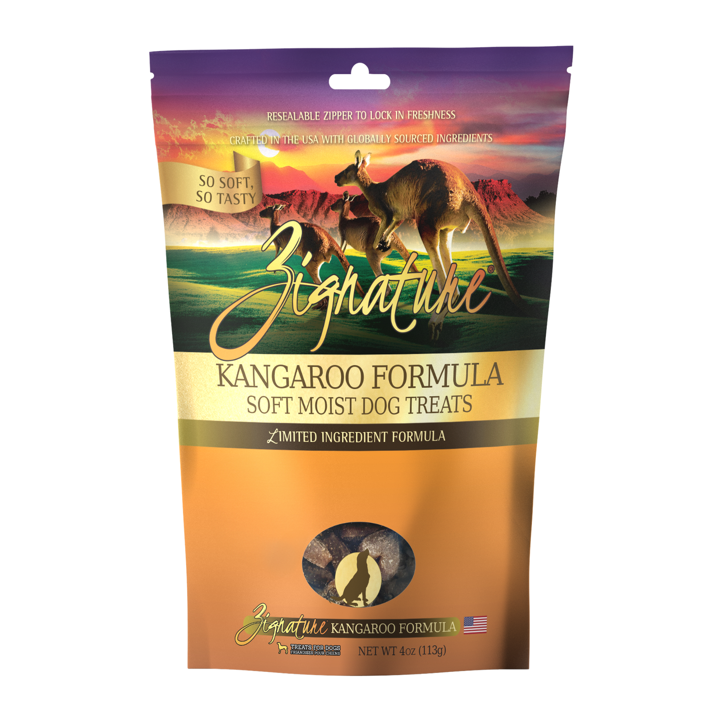 Zignature Kangaroo Soft Moist Treats For Dog 4 oz