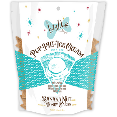 Lazy Dog Cookies Pup-PIE & ICE CREAM Inspired Banana Nut W/Honey & Bacon Slices 5 oz 814272013435