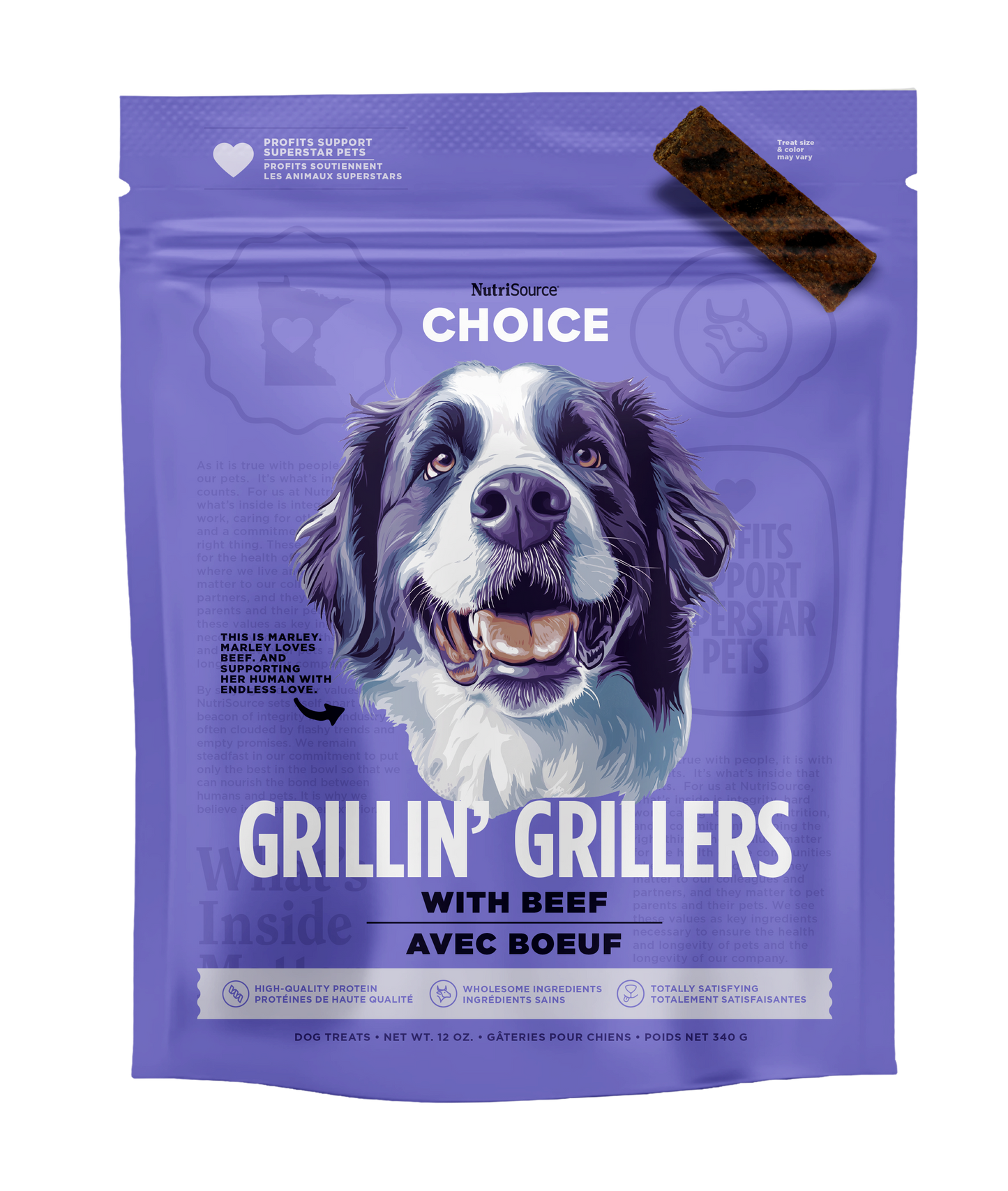 NutriSource Choice Grillin' Grillers Dog Treats Beef 12 oz 073893801023