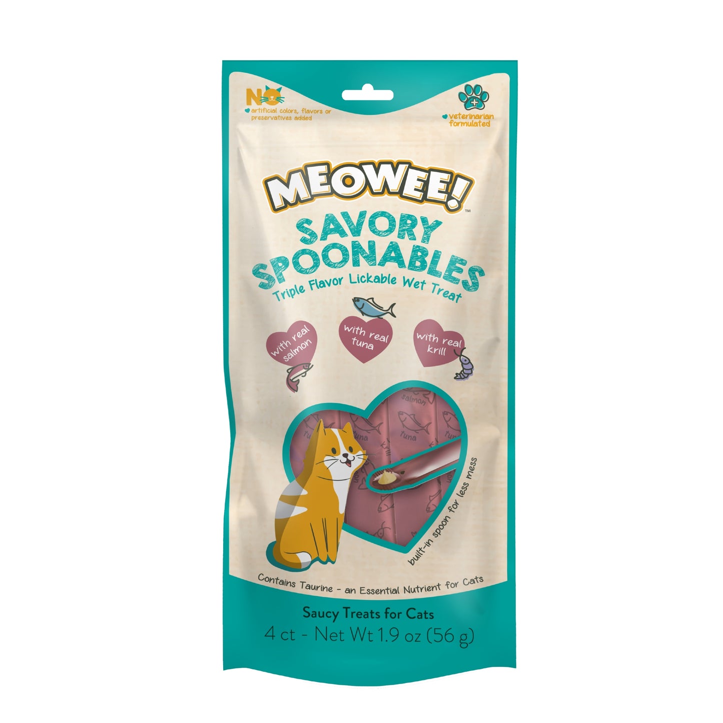 Meowee! Savory Spoonables Cat Treats Salmon, Tuna, & Krill 1.9 oz 615650000098