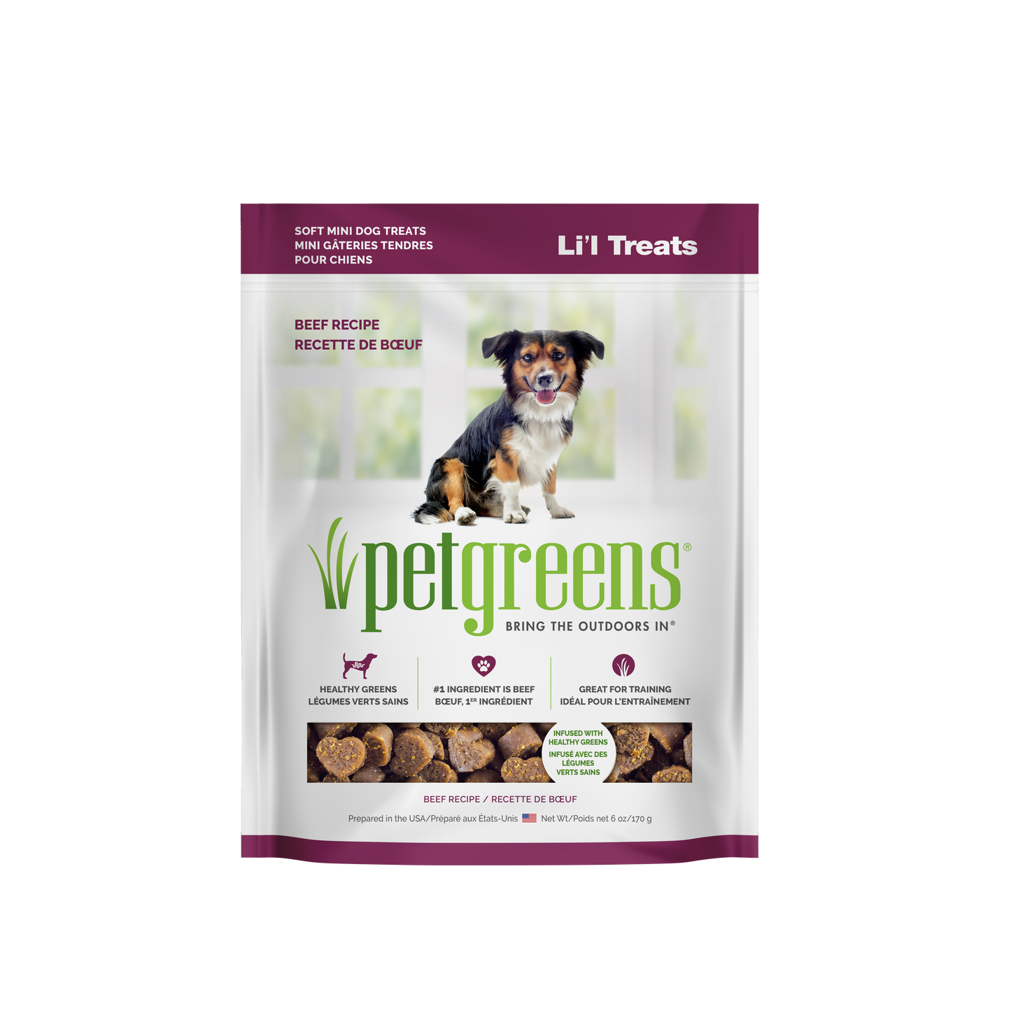 Pet Greens Li'l Treats Soft Mini Dog Treats Beef 6 oz 669828616109