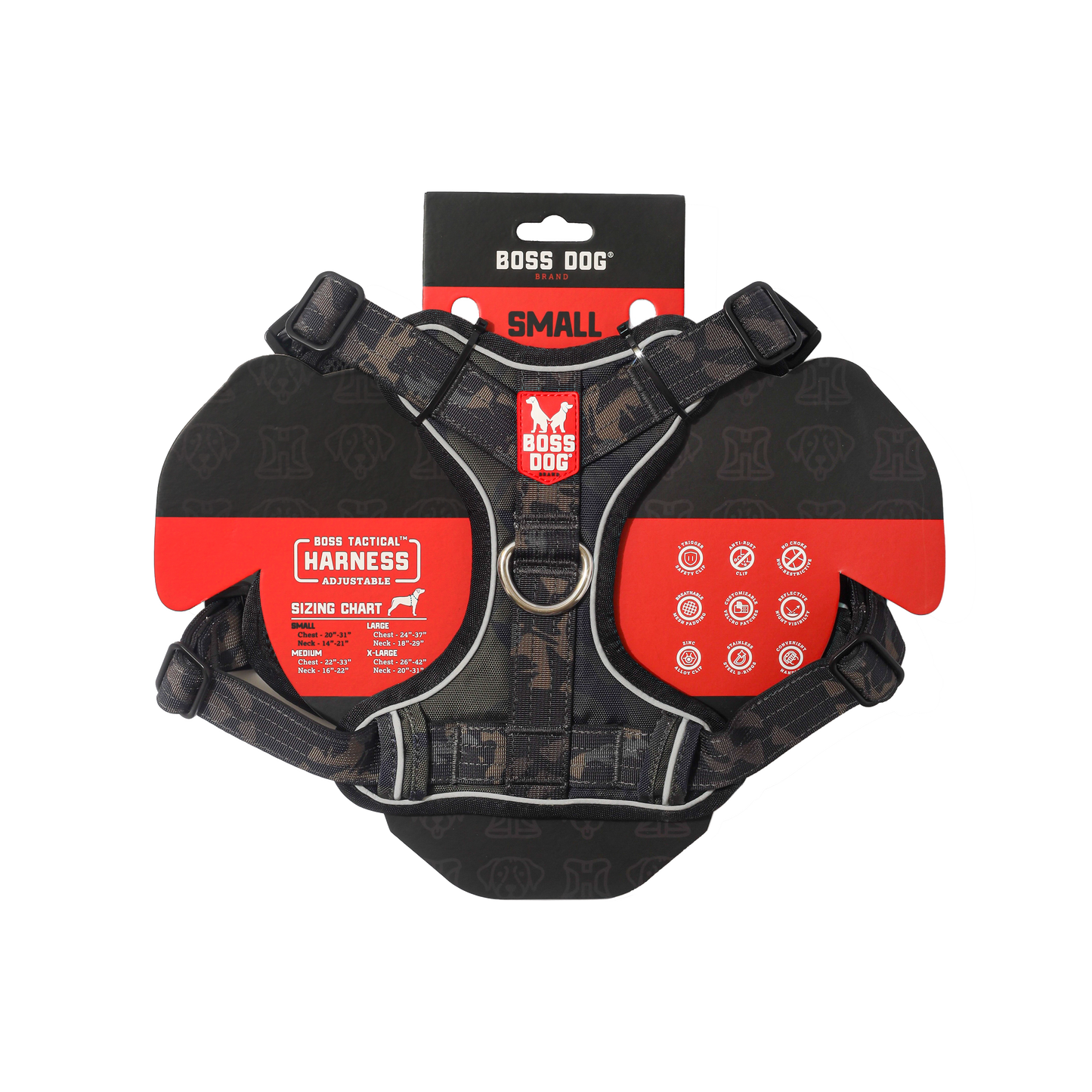 Boss Dog Tactical Dog Harness Black Camo Small 860012005420