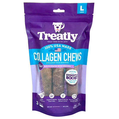 Treatly Collagen Chew Rolls Dog Treats Chicken Large, 3 pk 094983001307