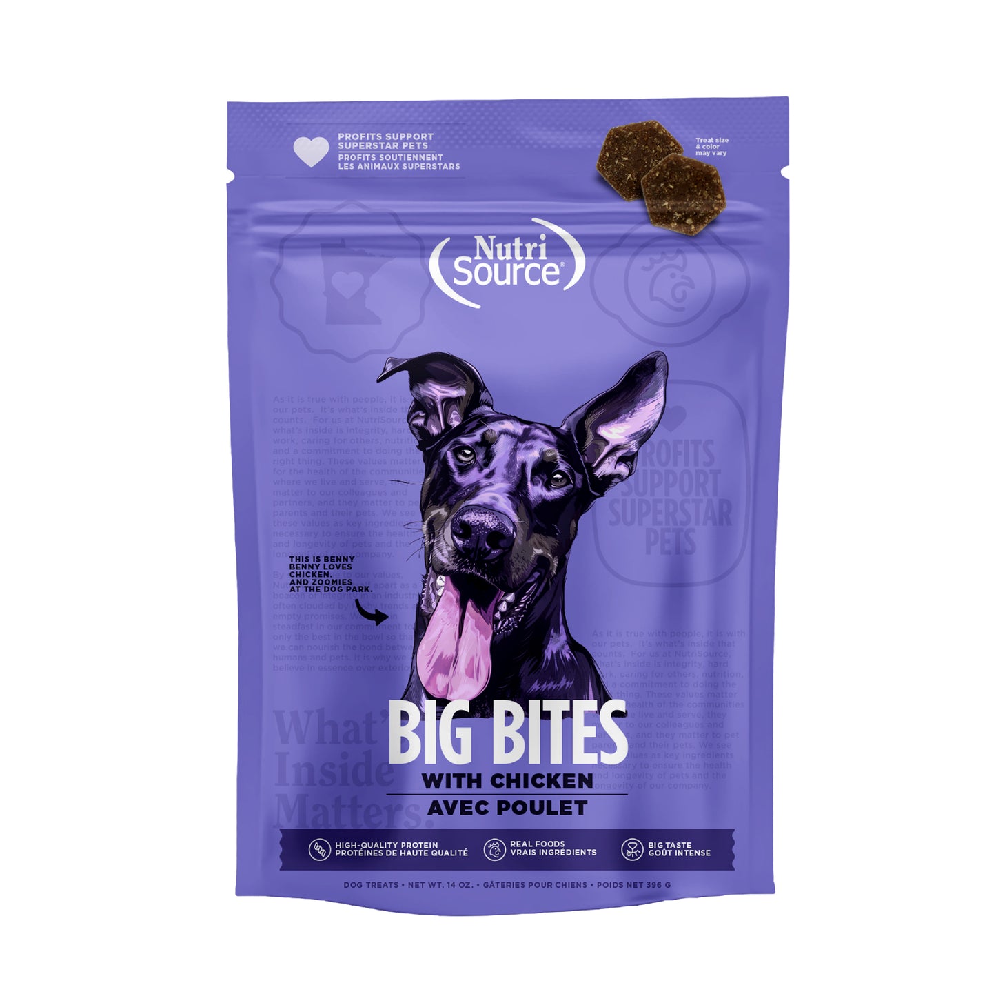 NutriSource Big Bites Dog Treats Chicken 14 oz 073893800088