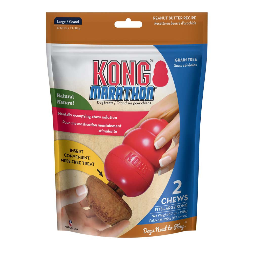 KONG Marathon Dog Treats Peanut Butter 2pk LG