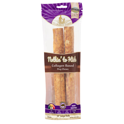 Fieldcrest Farms Nothin' To Hide Roll Collagen Based Dog Chew Bacon Large 10 in, 2 pk 810002633348
