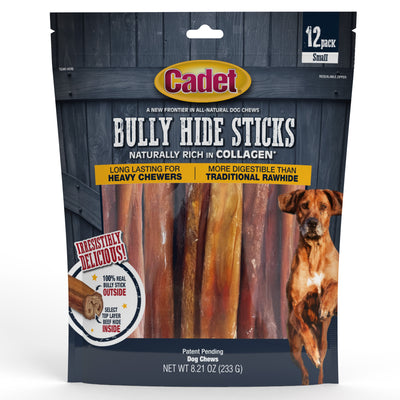 Cadet Bully Hide Sticks All-Natural Dog Chews Bully Stick Small (12 ct) 768303705540