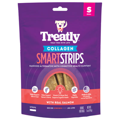 Treatly Collagen Smart Strips Dog Chews Salmon 5 oz 094983002083