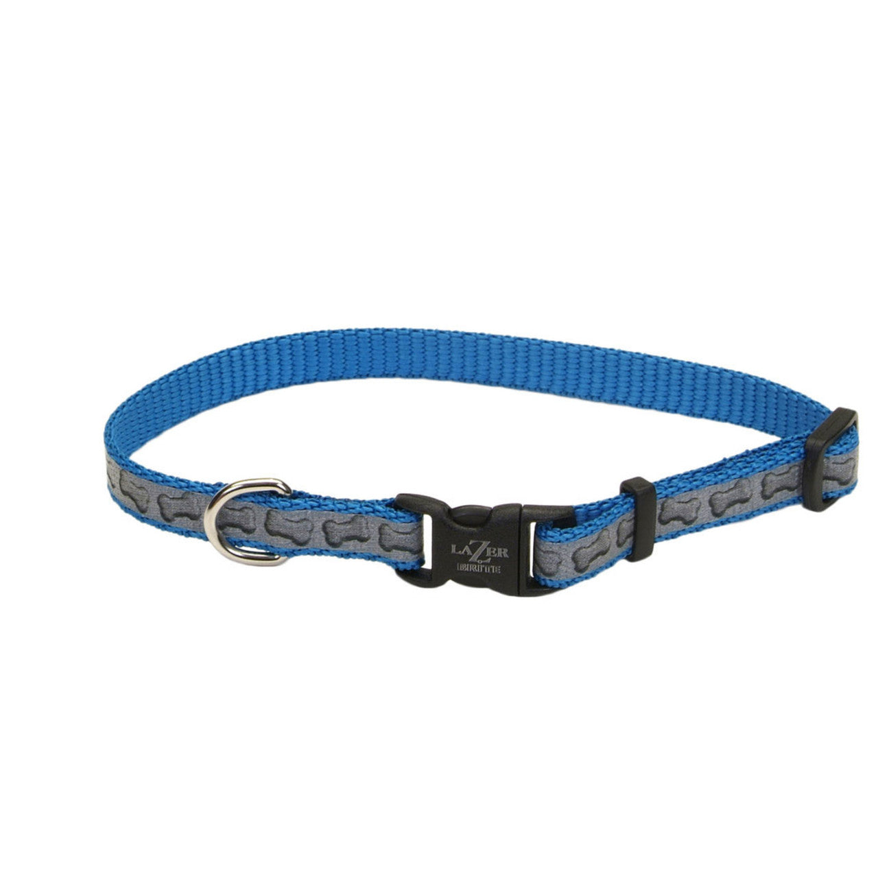 Lazer Brite Reflective Adjustable Dog Collar Turquoise 3/8 in x 8-12 in