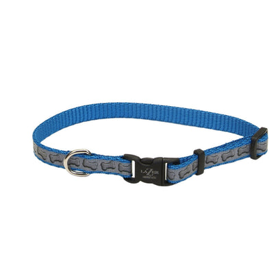 Lazer Brite Reflective Adjustable Dog Collar Turquoise 3/8 in x 8-12 in