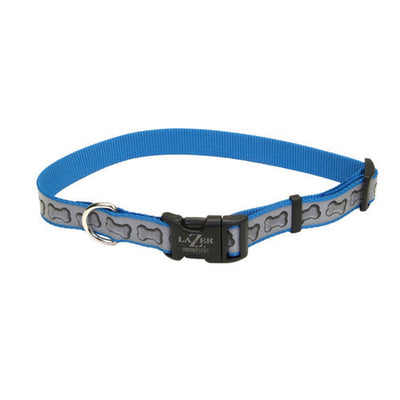 Lazer Brite Reflective Adjustable Dog Collar Turquoise 5/8 in x 12 - 18
