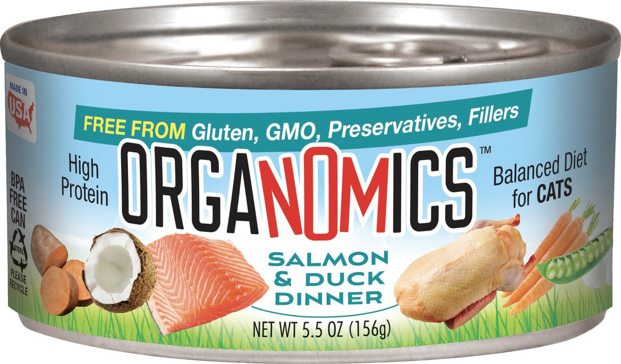 OrgaNOMics Salmon & Duck Dinner Canned Cat Food 24ea/5.5 oz 856348008204