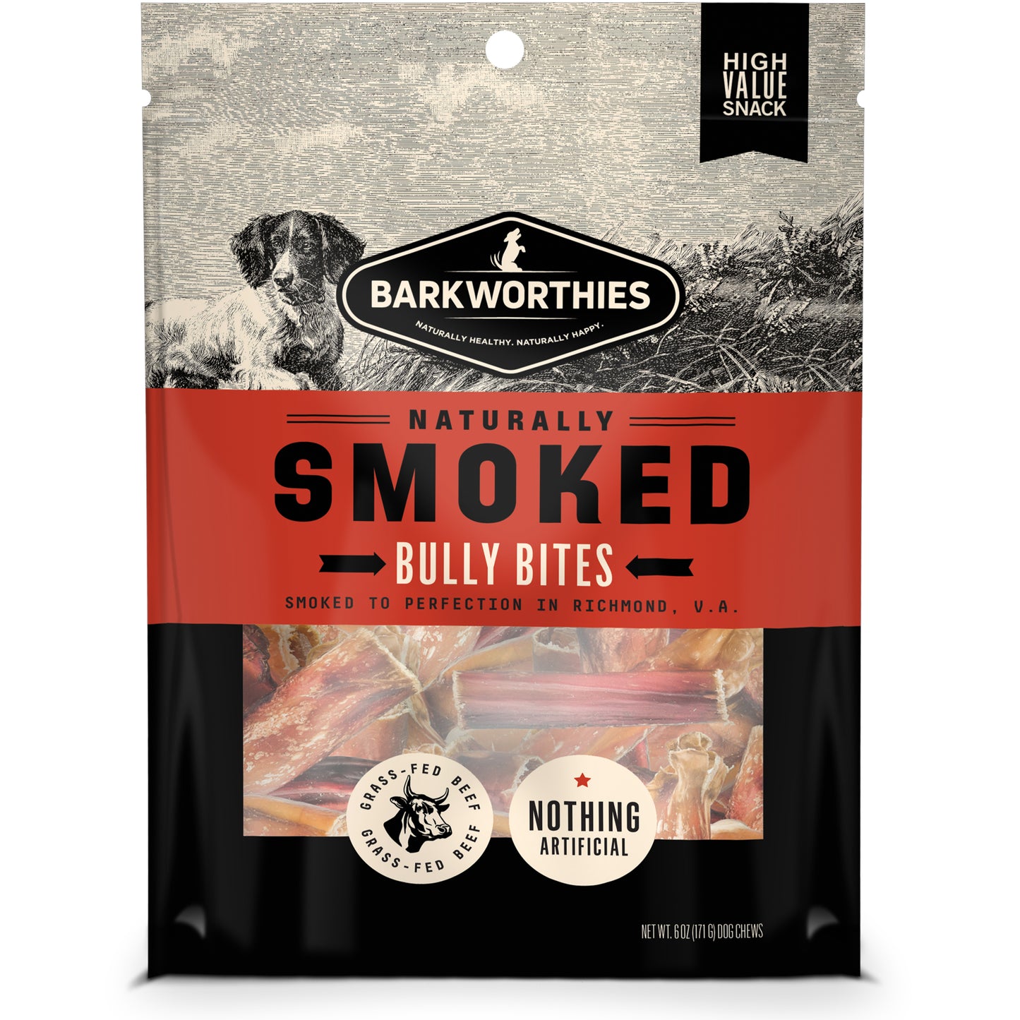 Barkworthies Smoked Bully Bites Dog Treat 6 oz 840139131660