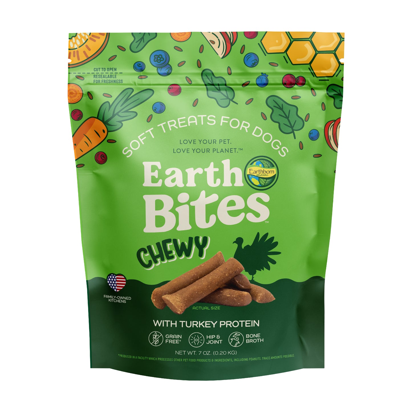 Earthborn Holistic EarthBites Chewy Soft Dog Treats Turkey 7 oz 034846723809