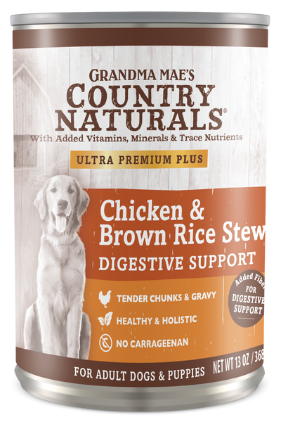 Grandma Mae's Country Naturals Digestive Support Wet Dog Food Chicken & Brown Rice Stew 12ea/13 oz 850042318126