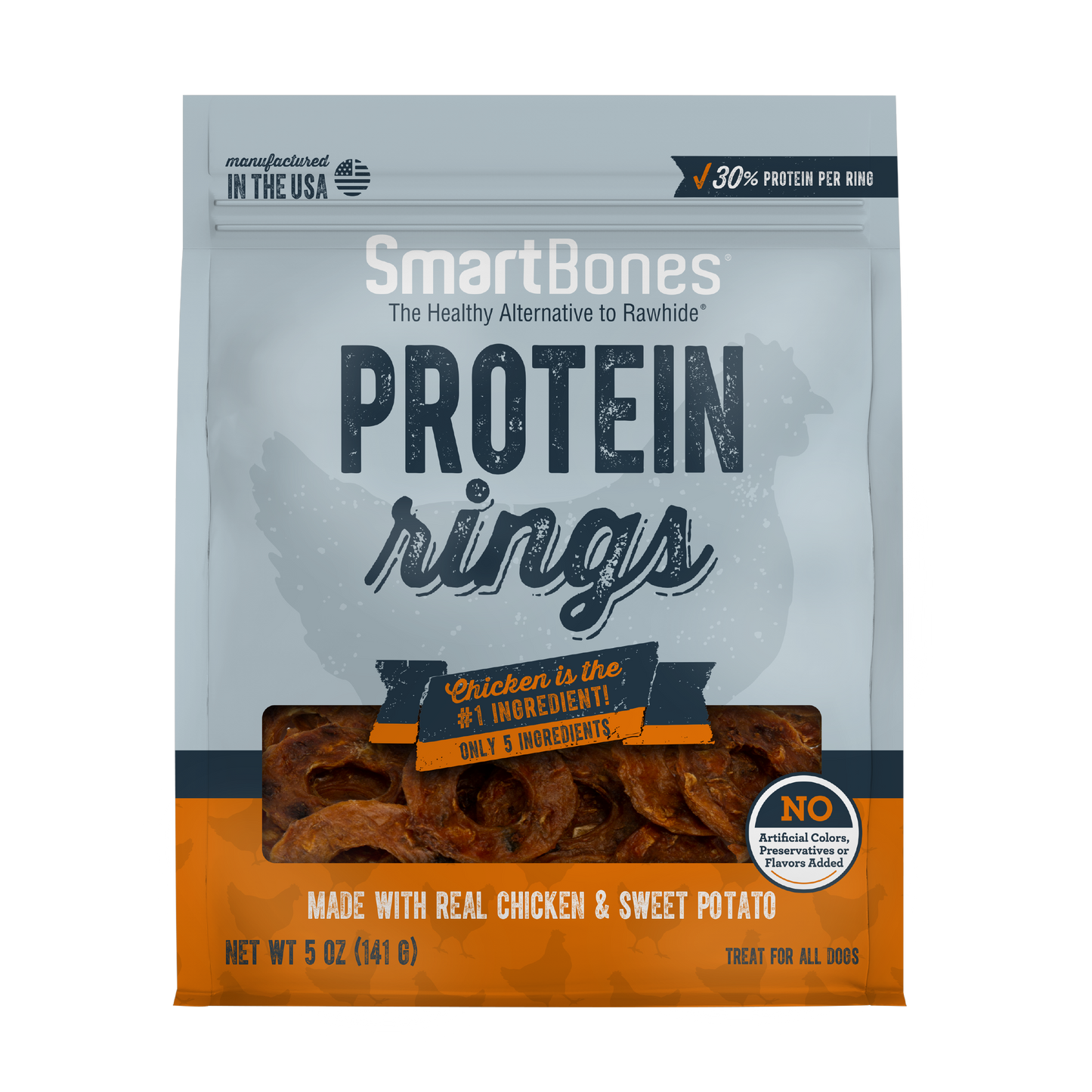 SmartBones Protein Rings Dog Treat Chicken & Sweet Potato 5 oz 892383005402