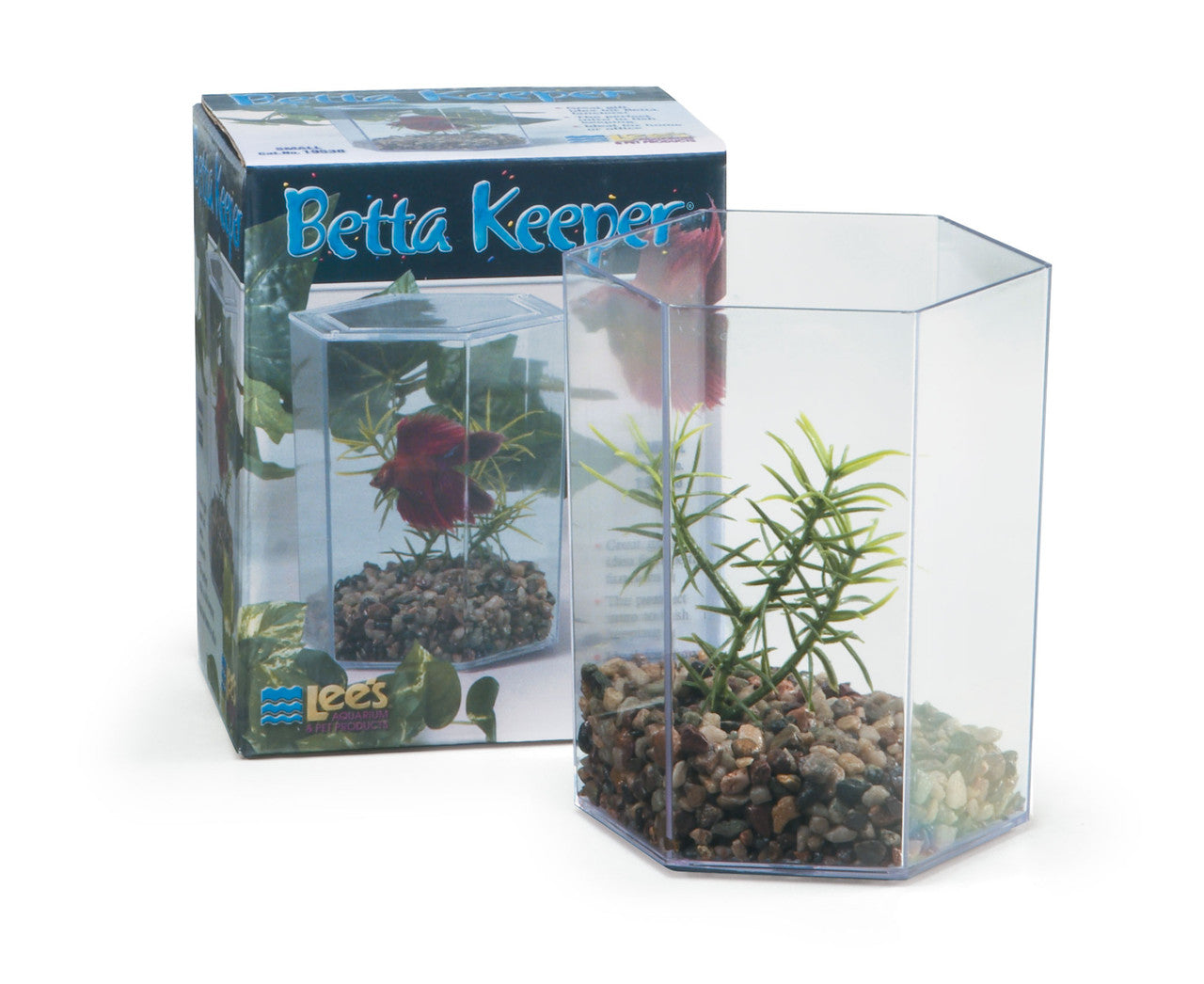 Lees Betta Keeper with Lid Gravel and Plant Clear 24 oz