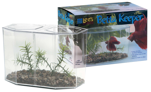 Lees Betta Keeper with Lid Gravel and Plant Clear 60 oz - Aquarium