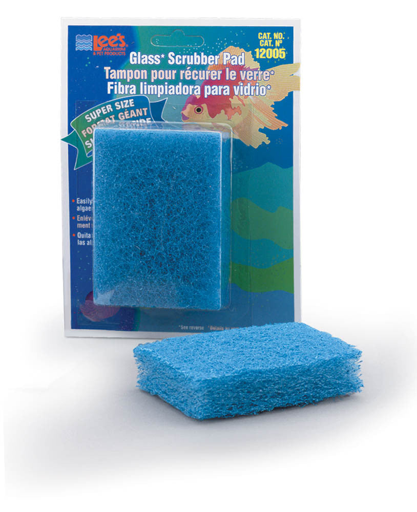 Lees Scrubber Pad for Glass Aquariums Blue 3 in x 4 in Super-Size