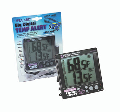 Lifegard Aquatics Big Digital Temp Alert Aquarium Thermometer Black