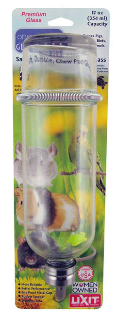 Lixit Chew Proof Glass Bottle for Small Animals Clear 12 Ounces - Small - Pet