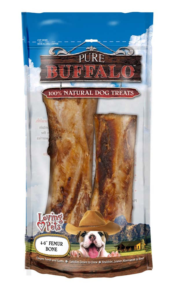 Loving Pets Pure Buffalo Femur Bones Dog Treat 2pk 4-6in