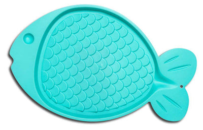 Loving Pets Spill - Proof Fish Shaped Cat Mat Aqua Green