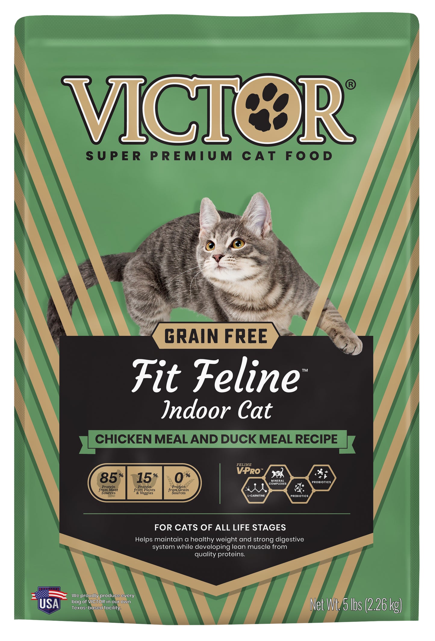Victor Super Premium Dog Food Fit Feline Indoor Dry Cat Food Chicken & Duck 5 lb 854524005887