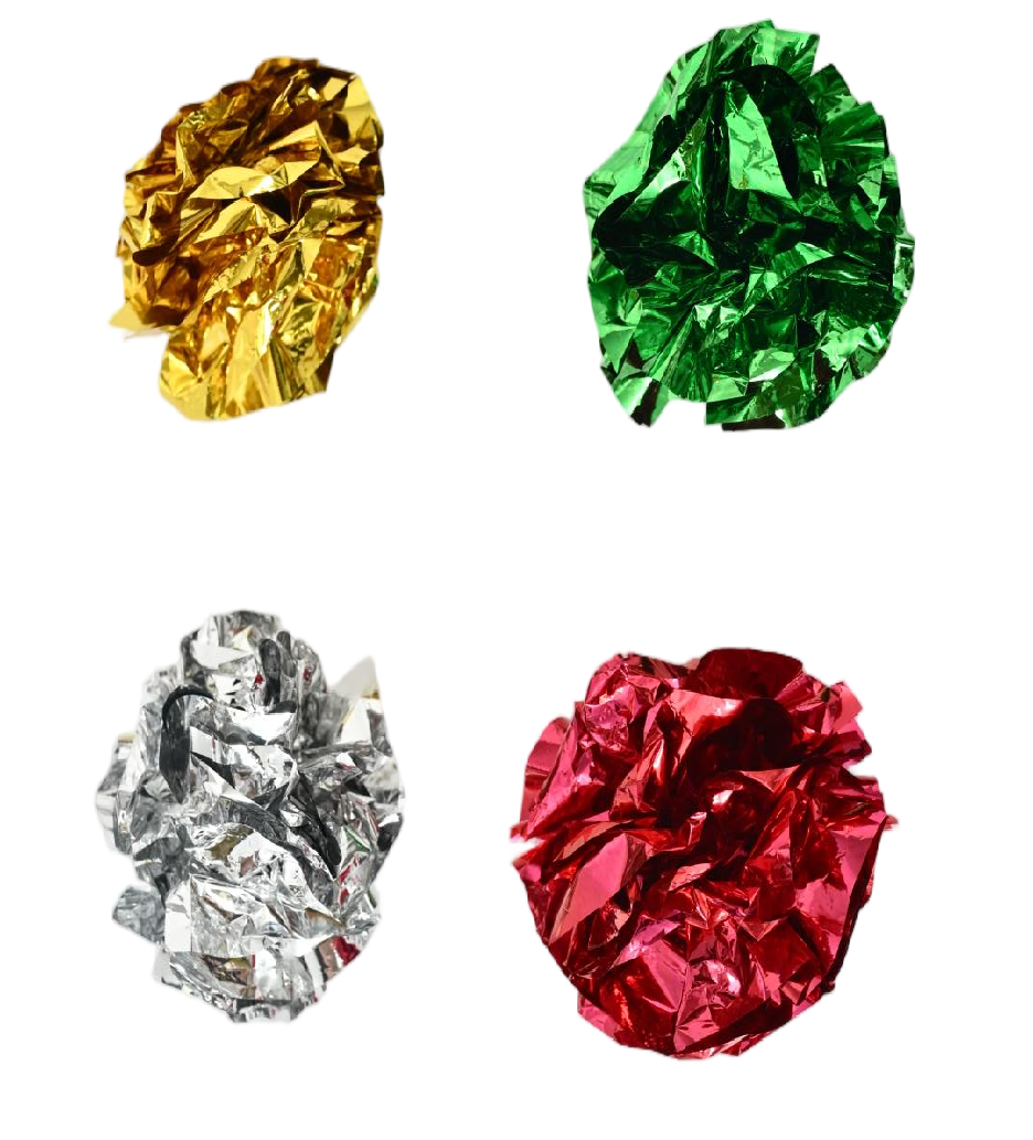 Max & Marlow Foil Crinkle Ball Assorted Color Cat Value Toys Display 24ea/24Pc 810162077228