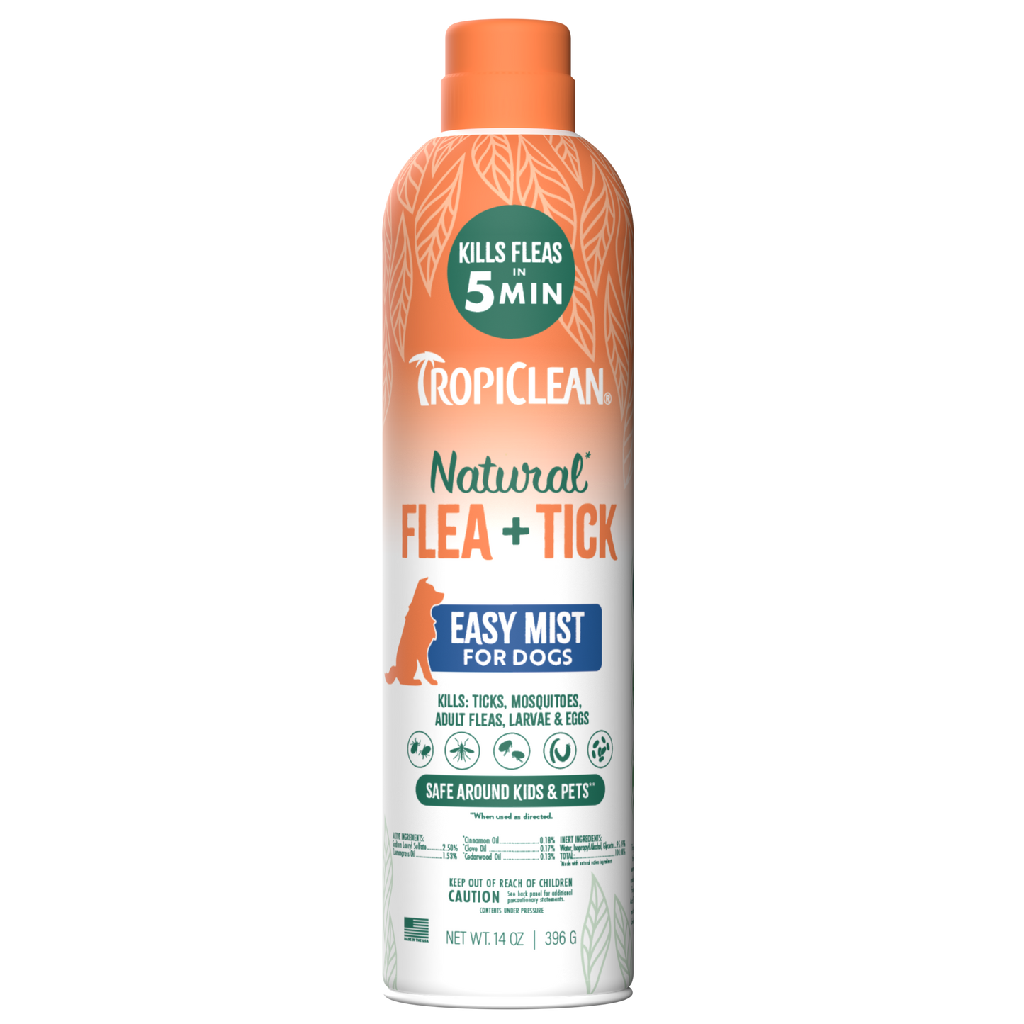 TropiClean Natural Flea & Tick Easy Mist Spray for Dogs 14 oz 645095007413