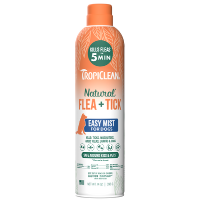 TropiClean Natural Flea & Tick Easy Mist Spray for Dogs 14 oz 645095007413