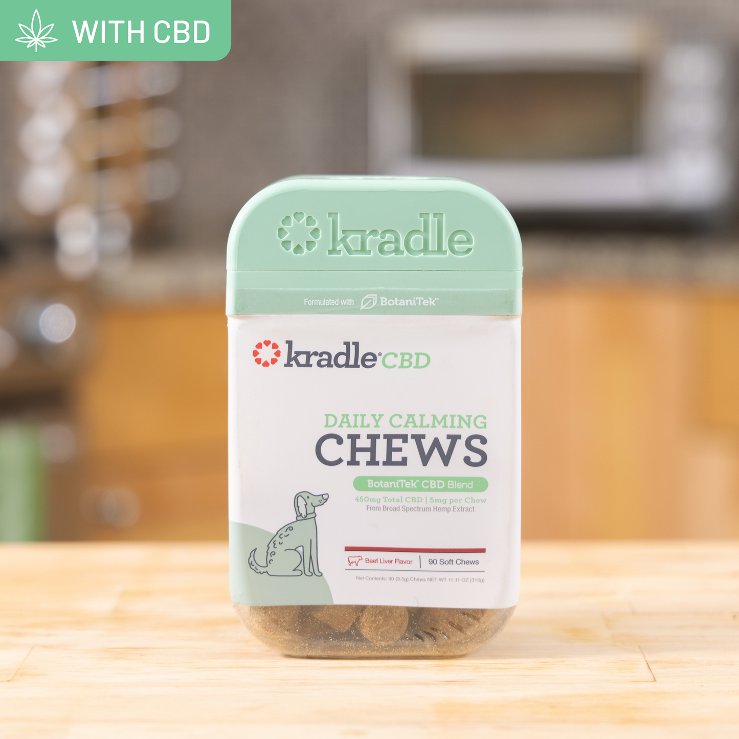 Kradle Calming CBD Dog Chews 175mg Beef 90 ct 850038315290