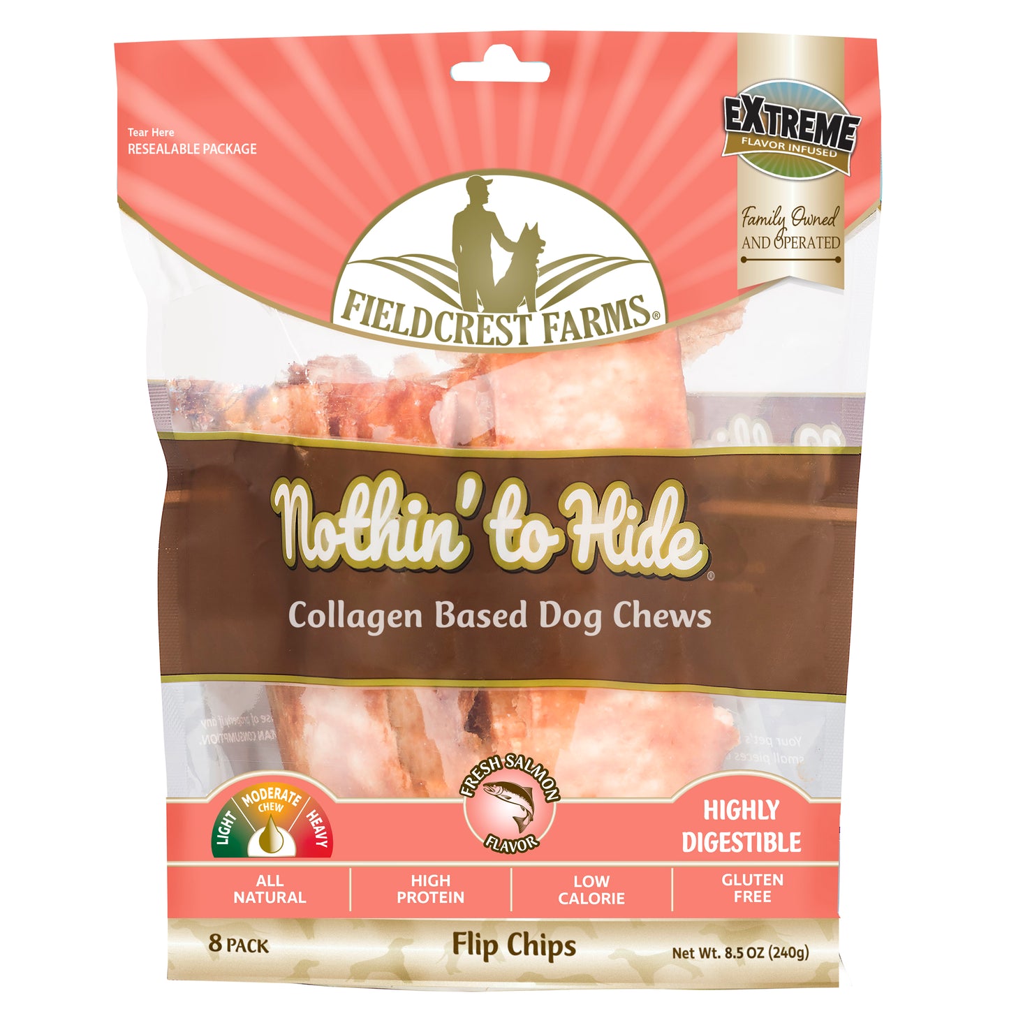 Fieldcrest Farms Nothin' To Hide Flip Chips Dog Treat Salmon 8 pk 810002633461