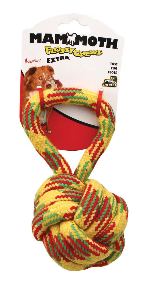 Mammoth EXTRA Monkey Fist With Handle Dog Toy Multi-Color 3.5in MD
