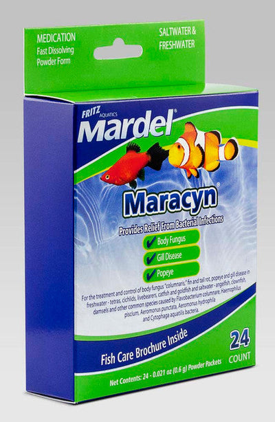 Mardel Maracyn Antibacterial Medication For Fish 0.021 oz 24 Count - Aquarium