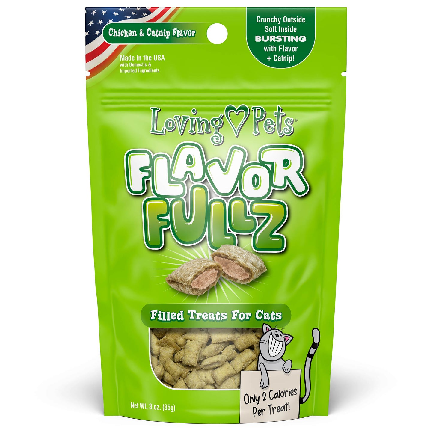 Loving Pets Flavorfullz Filled Cat Treats Chicken & Catnip 3 oz 842982052376