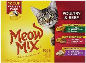 Meow Mix Tender Favorites Beef/Poultry Variety Pack 2-24/2.75 oz. {L-1}799557 829274006224