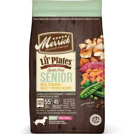 Merrick LilāPlates Grain Free Senior Real Chicken + Sweet Potato 12lb {L - 1x} 295749 - Dog