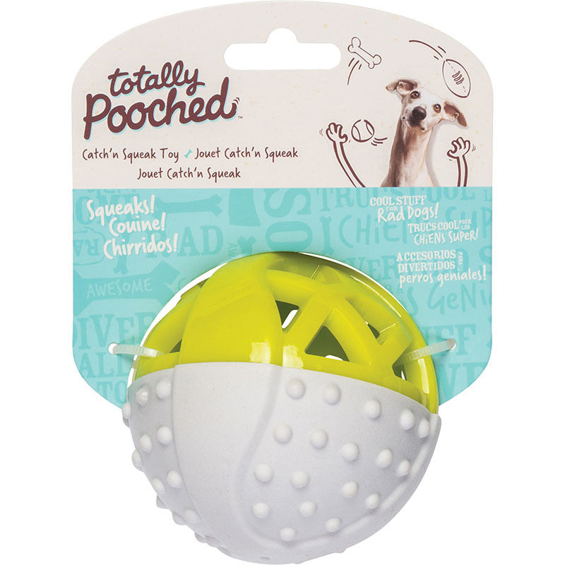 Messy Mutts Totally Dog Catch N Squeak Ball Grey Green 628043606517